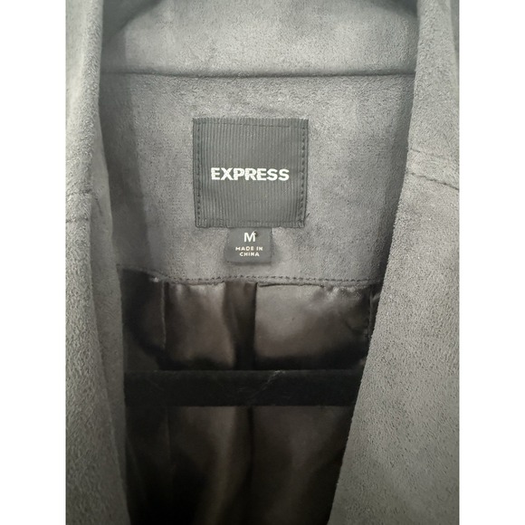 Express gray draped faux-suede jacket size M women - Picture 2 of 8